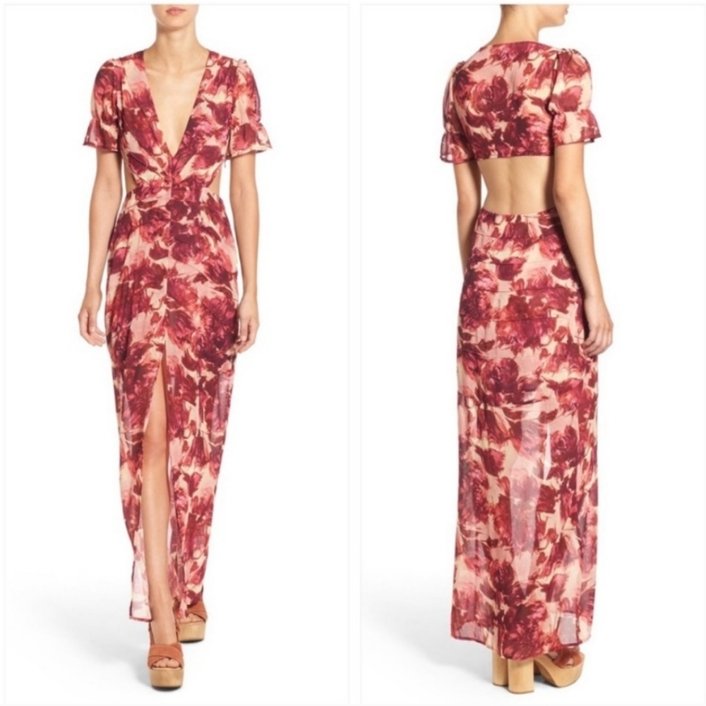 FL&L Cutout Wild Rose Clover Maxi Dress